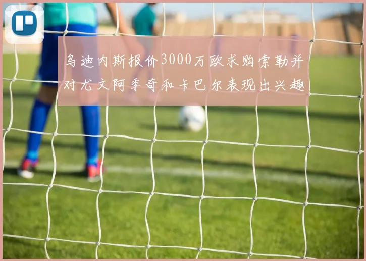 乌迪内斯报价3000万欧求购索勒并对尤文阿季奇和卡巴尔表现出兴趣
